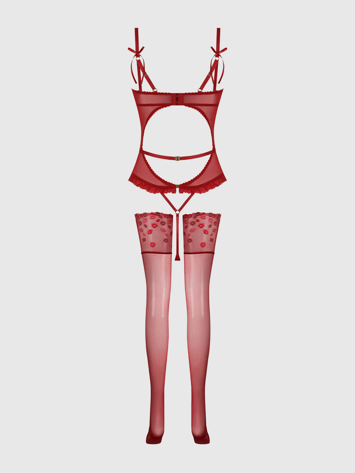 Angelica Lips Embroidery Cutout Teddy - Image 8