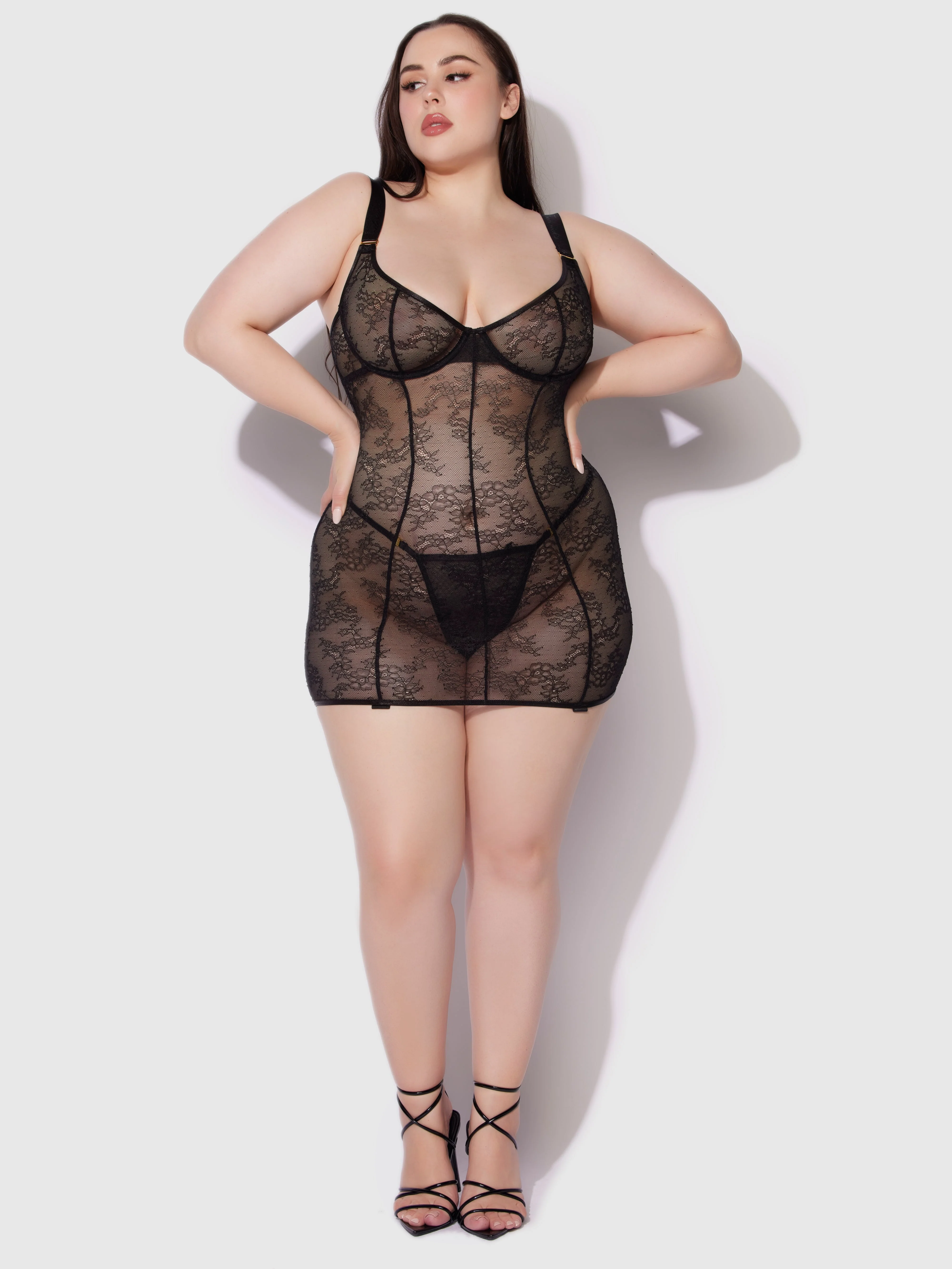 Pia Lace Unlined Underwire Chemise - Image 8