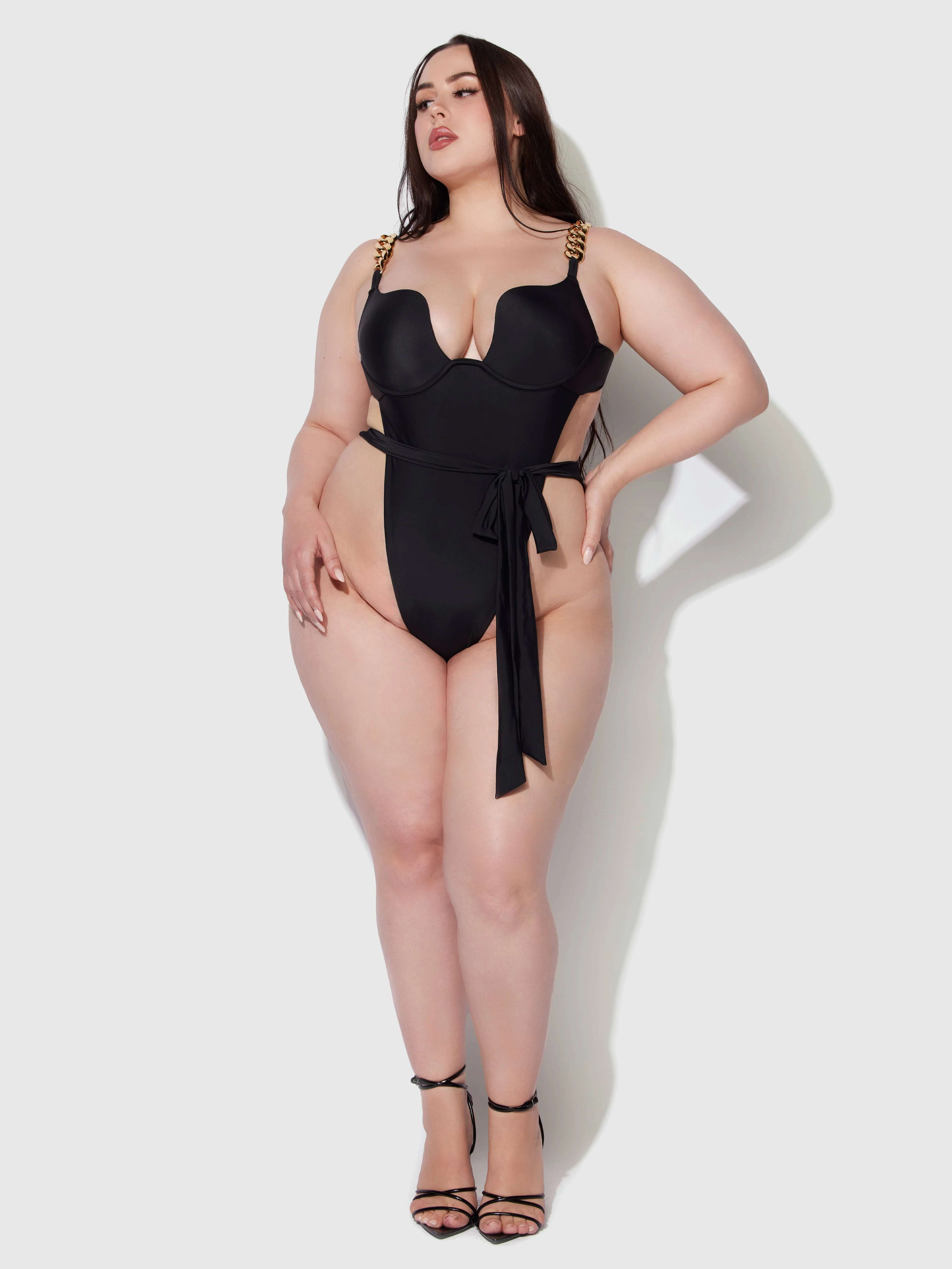 Rising Star Plunge Push Up Swim One Piece with Chain - Image 8