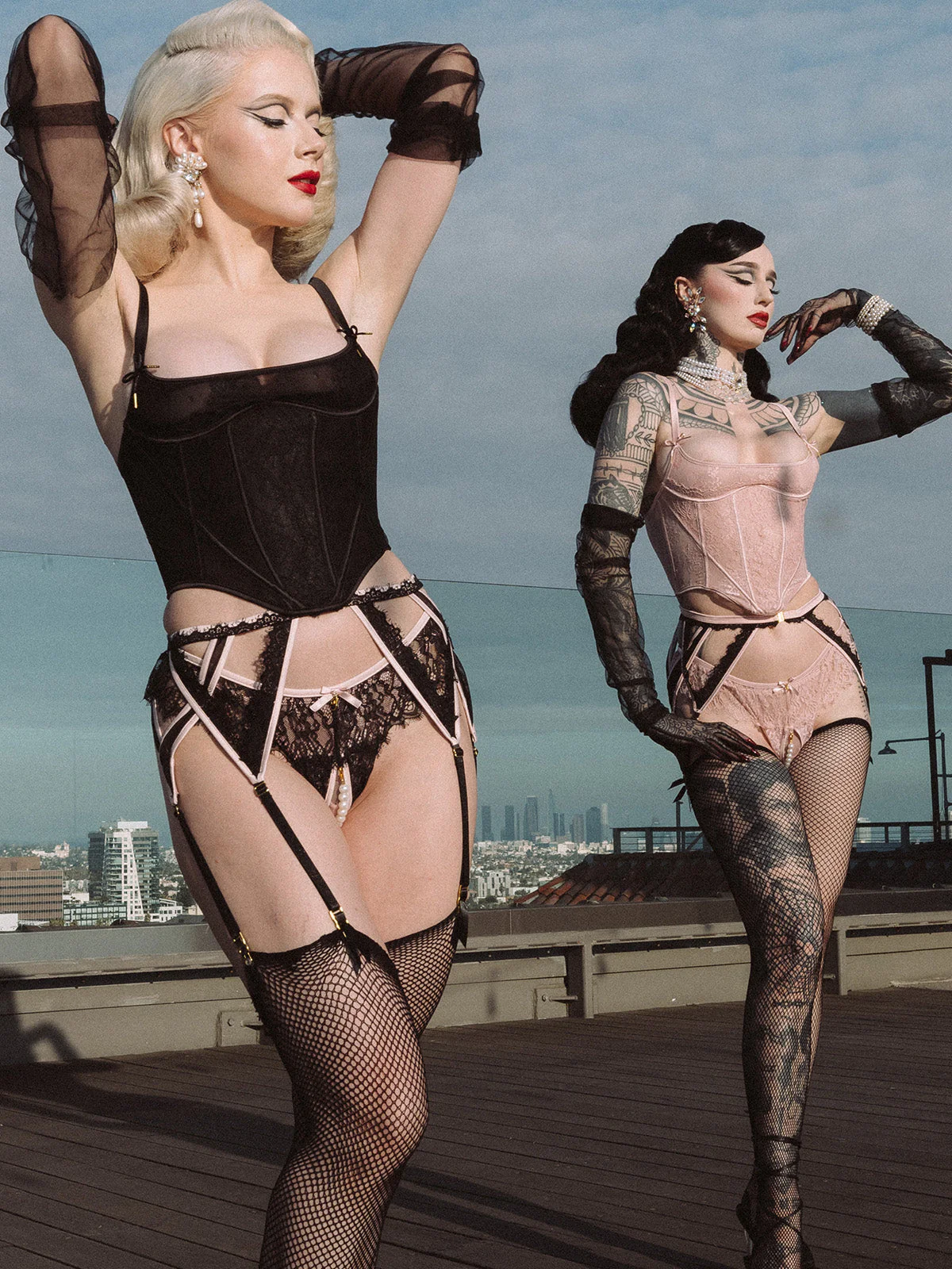 Rosalind Lace & Pearl Crotchless Thong - Image 6