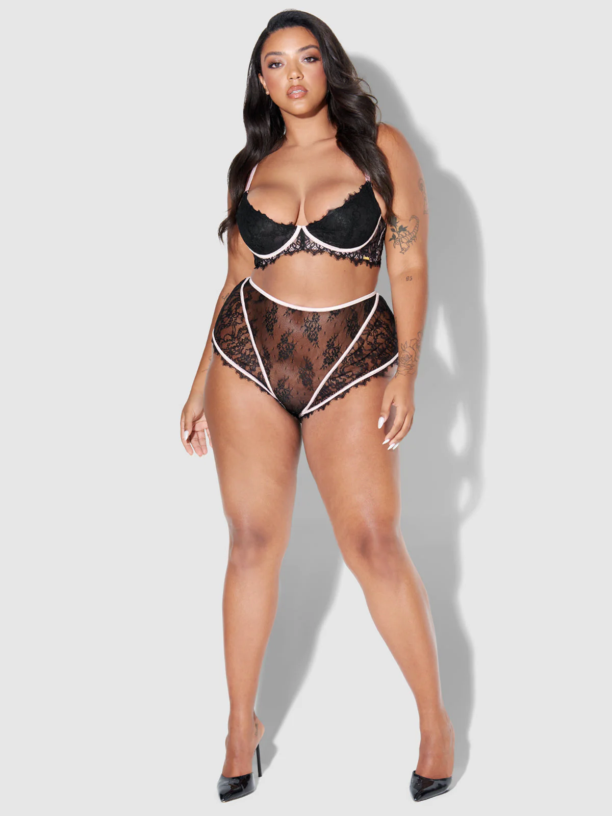 Rosalind Lace Cup Bra With Satin Half Cup - Image 9