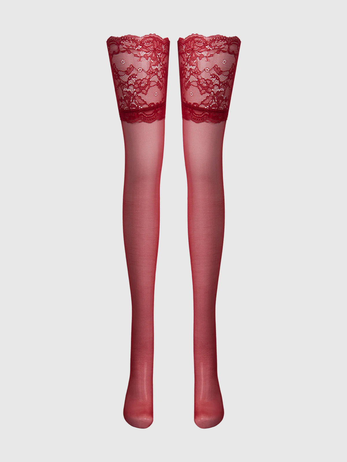Thigh High Sheer Stayups With Tall Lace Band - Image 5